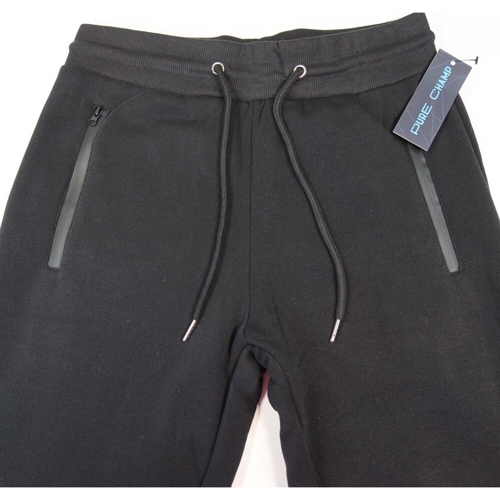 NEW Pure Champ Black Mens Jogger Sweatpants Drawstring Zipper Pockets Small  NWT